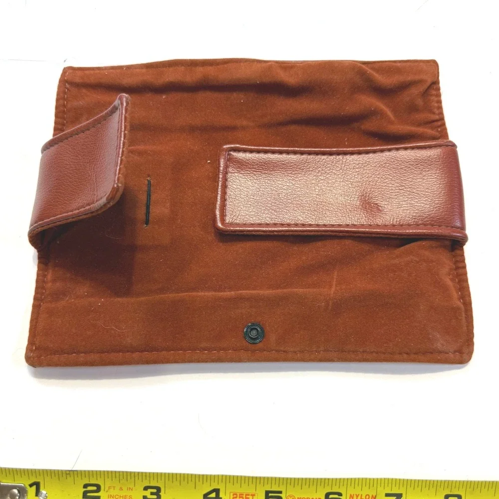 Baylor Vintage Watch Travel Roll Pouch Burgundy Faux Leather Velvet Lined Snap